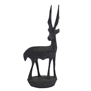 Vintage Hand Carved Wooden Figurine Gazelle Deer Antelope Sculpture 8.5"